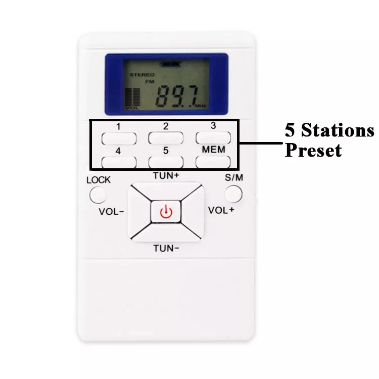 Good Signal Receiving Digital Handheld FM Pocket Walkman Radio with High Sensitivity Mini Display and 5 Memory Stations