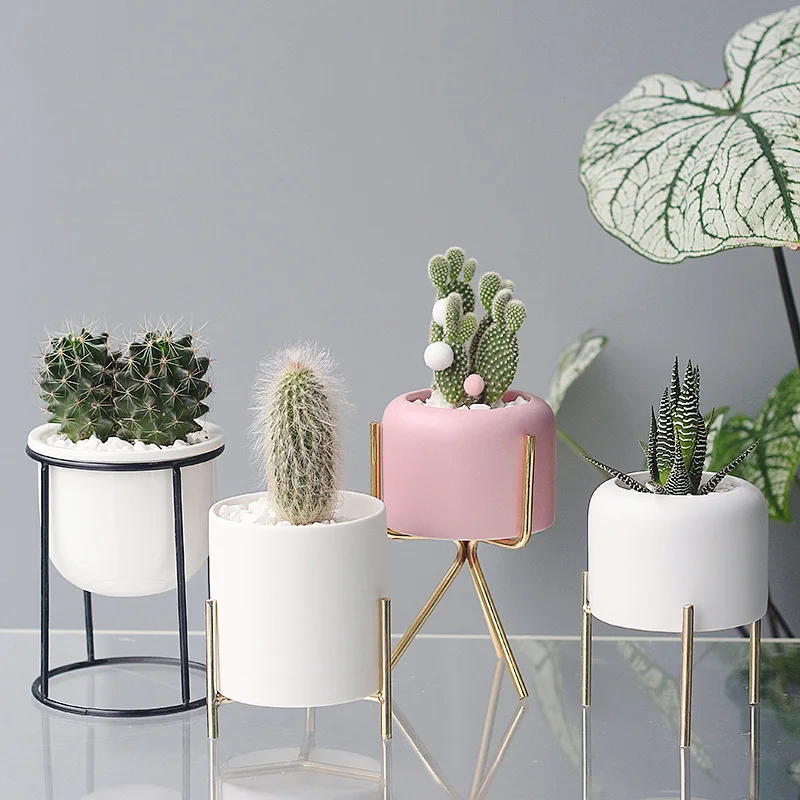 Creative Nordic Wrought Iron Black Golden Succulent Metal Bracket Desktop Window Decoration Flower Pot