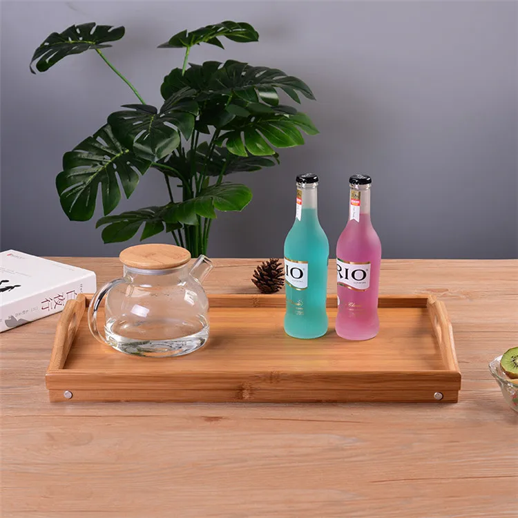 Wooden Bamboo Serving Tray Tea Cup Saucer Trays Fruit Plate Storage Pallet Plate Decoration Japanese Food Rectangular Plate