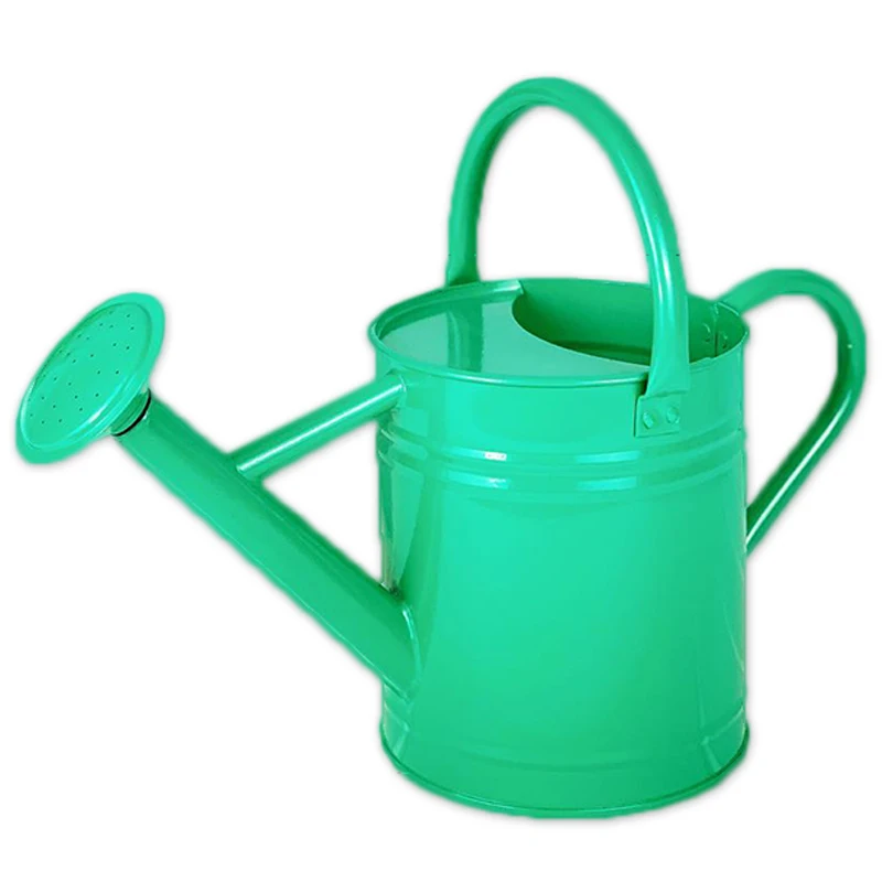 
High Quality Galvanized Iron Metal Garden Watering Pots 2.2L Round Decorative Watering Can 