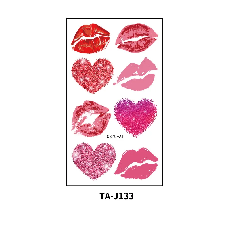 Hot Selling Valentines  Fake Lip Temporary Tattoo Lip Print Red Black Kiss Waterproof Temporary Tattoo Stickers