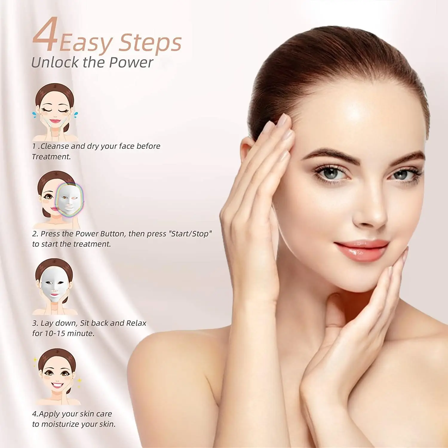 Phenitech  Led Face Mask Light Therapy, 7 Colors LED Light Therapy Mask for Facial Skin Care, Colorful LED Beauty Mask