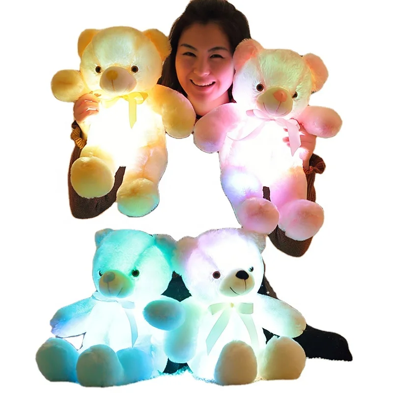 30CM Luminous Plush Toys Light Up LED Colorful Glowing Teddy Bear Stuffed Animal Doll Kids Christmas Gift For Children Girls
