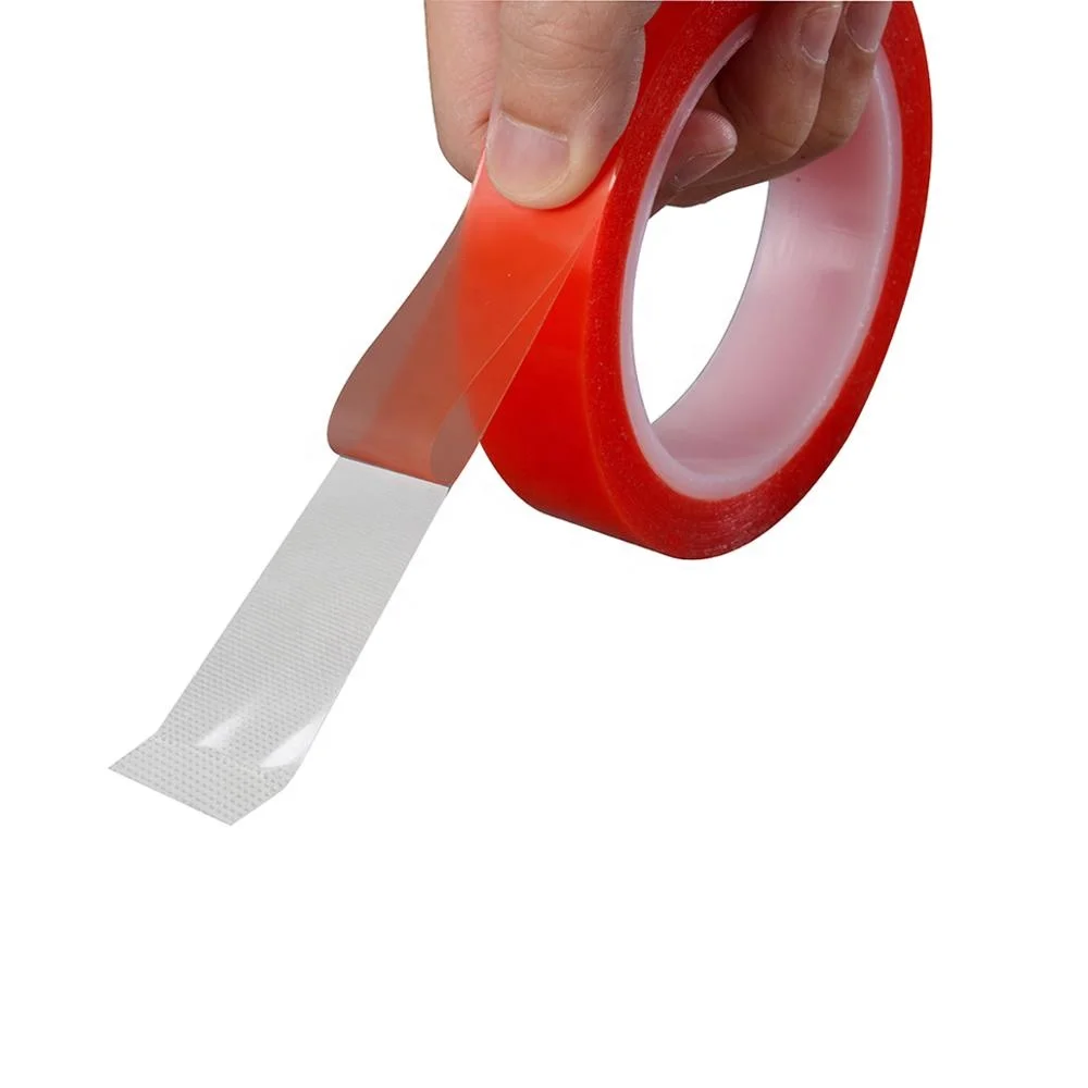 Strong Double Face Clear Acrylic Adhesive Polyester Red PET Film LCD Frame Splicing Tape
