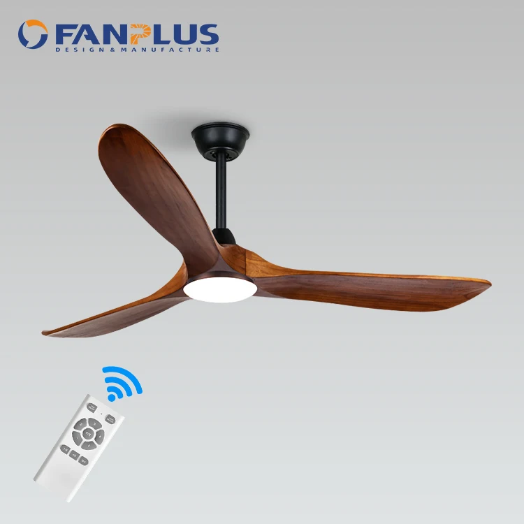 Modern 52/60 inch Wood Blades Fan lamp Remote Control Dc Motor Flush Mount Designer  Electric with Light Ceiling Fan