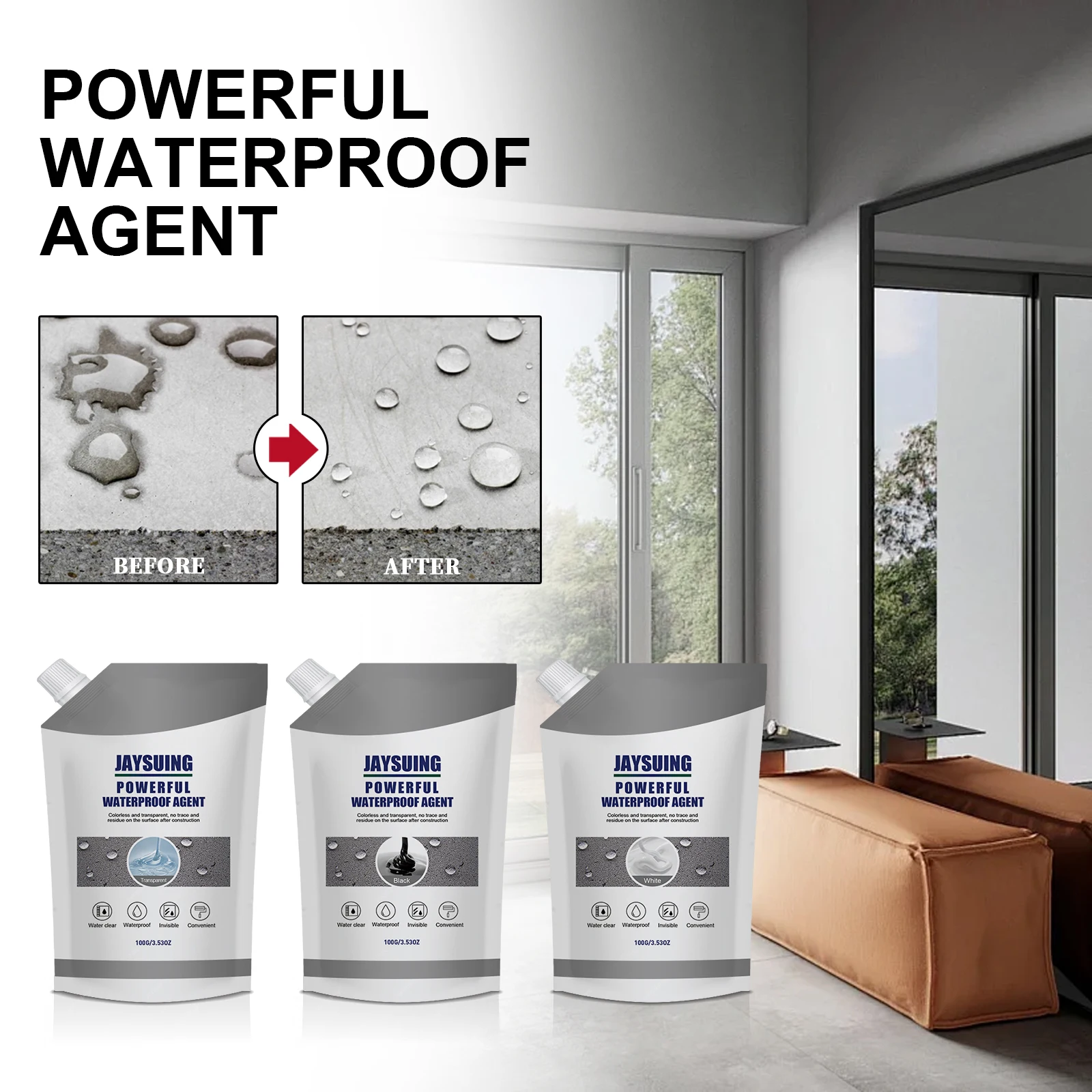 100g Jaysuing Hot Selling Waterproof and Leak Proof Glue Invisible Agent Anti Leakage Water Blocking Coating for Wall