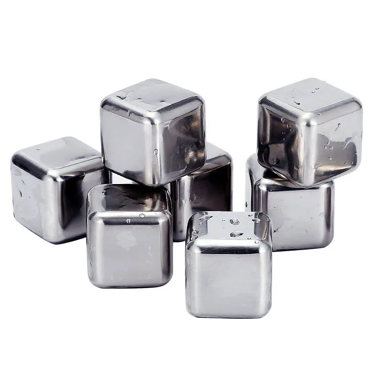 F509 Quick-frozen ice cubes metal ice cubes bar set 304 stainless steel ice cubes