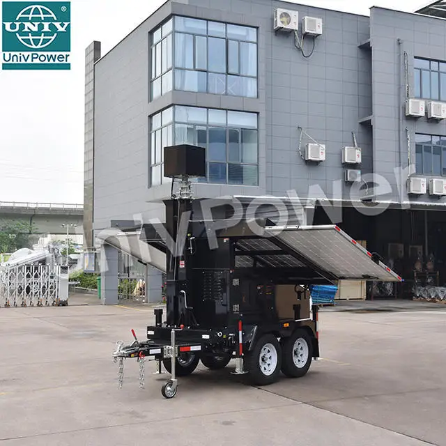 HD Portable Solar Trailer for Surveillance LED Light Source and DC Power Supply Mobile Light Towers