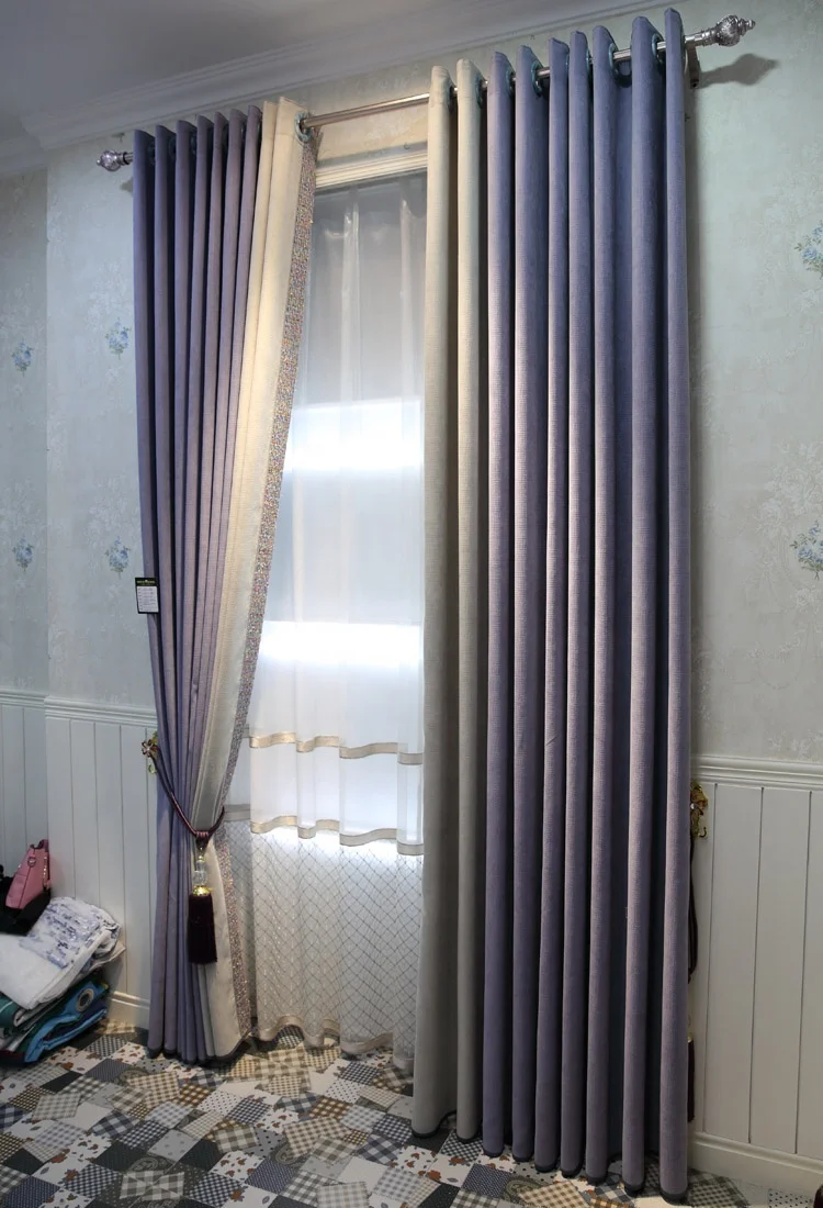 Custom Made Drapes Panels Fabric Trim Sewing Chenille Curtain For The Bedroom Living Room Luxury