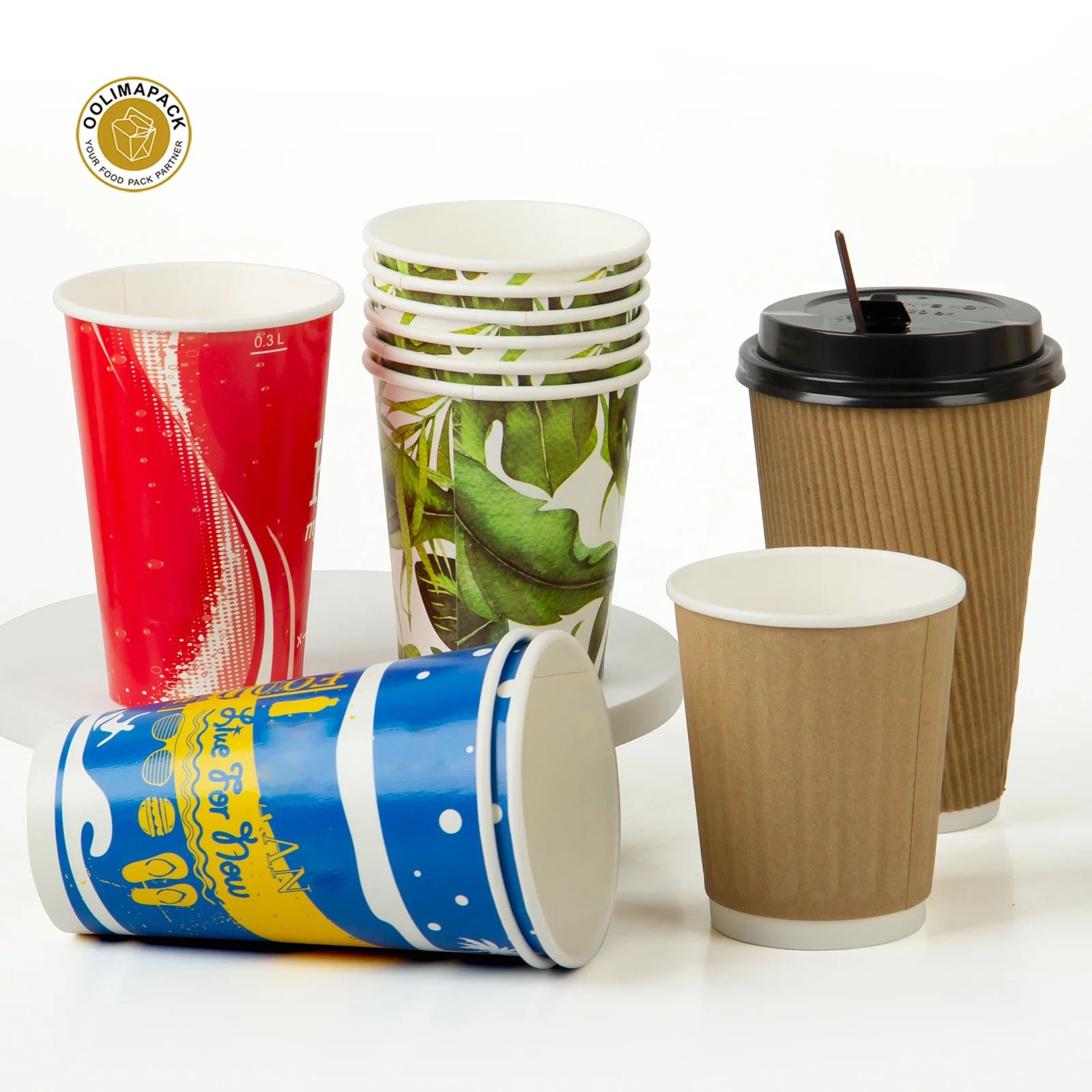 
Biodegradable Paper Single Double Walled Take Away Coffee Cups 