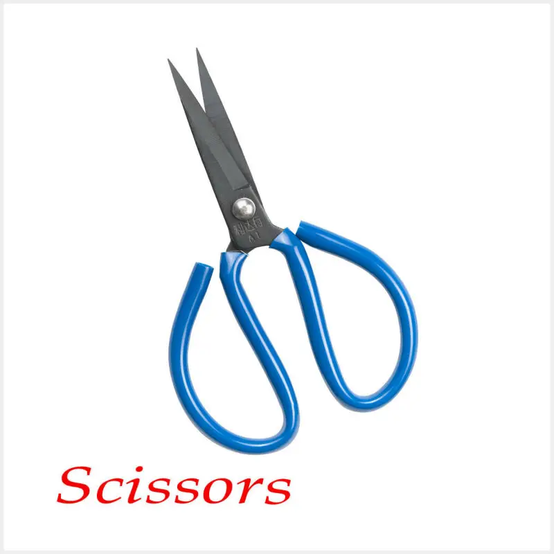 Leather Cutting 18.5cm Tungsten Steel Blue Handle Industrial Scissors LDH-A2