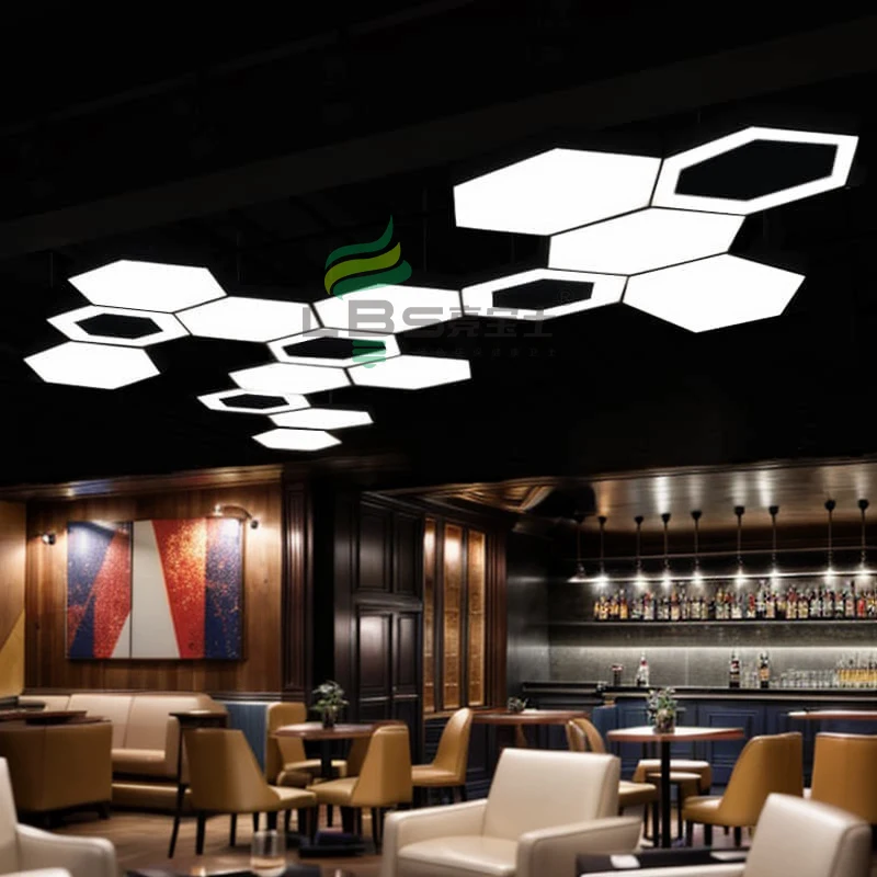 Office Hotel Decoration Commercial Decorative Hexagon Pendant Honeycomb Lamp Round Ceiling Light