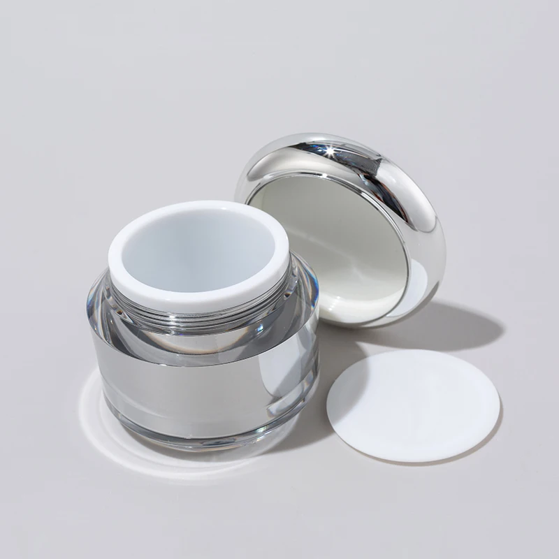 30ml 50ml 80ml 120ml 20g 30g 40g 50g Silver Cosmetic Plastic Cream Container Luxury Jar Packaging Acrylic Lotion Pump Bottle