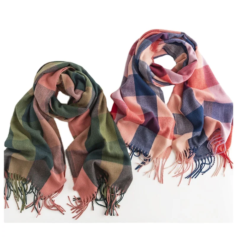 Custom Check Scarves Tassel Long Shawls Winter Imitation Cashmere Scarf Other Scarves for Men