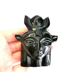 Hot Sale Nature Crystal Obsidian Pink Quartz Carving Hathor Goddess Egypt for Healing Decorate