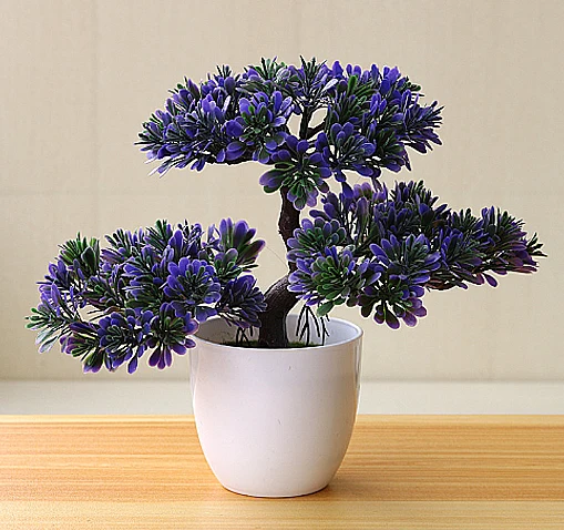 Mini three-pronged welcome pine table pendulum small potted simulation flower bonsai plant home decoration furnishings