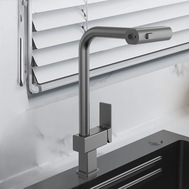New Arrival Multi-functional Waterfall Basin Sink Faucet Kitchen Pull Faucet Gun Grey Mixer For Kitchen Sink