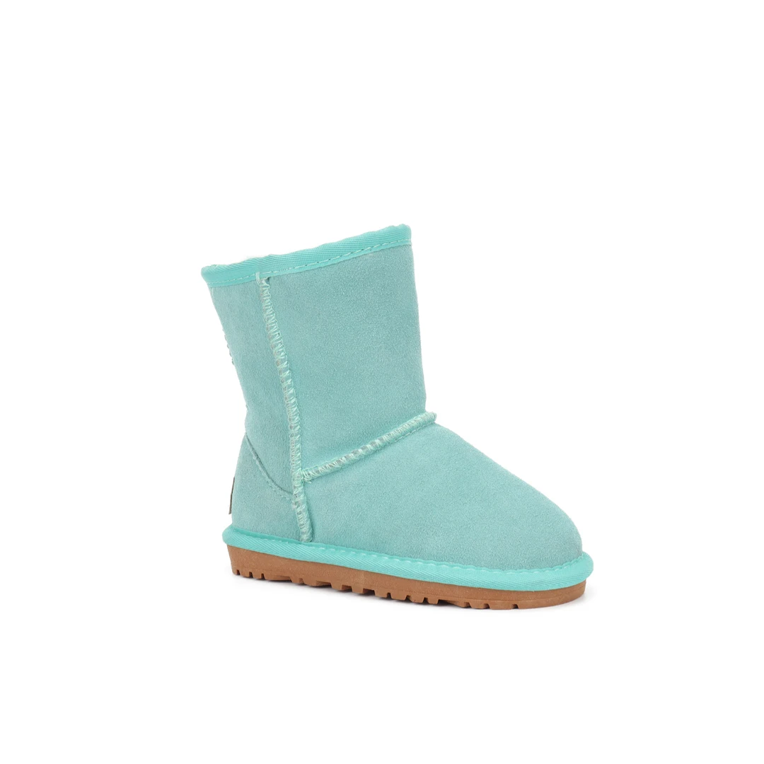 QY1022 2024 Custom GLOGOGenuine Cowhide Snow Boots Winter Baby Soft Warm Cotton Shoes With Plush Boys Girls women