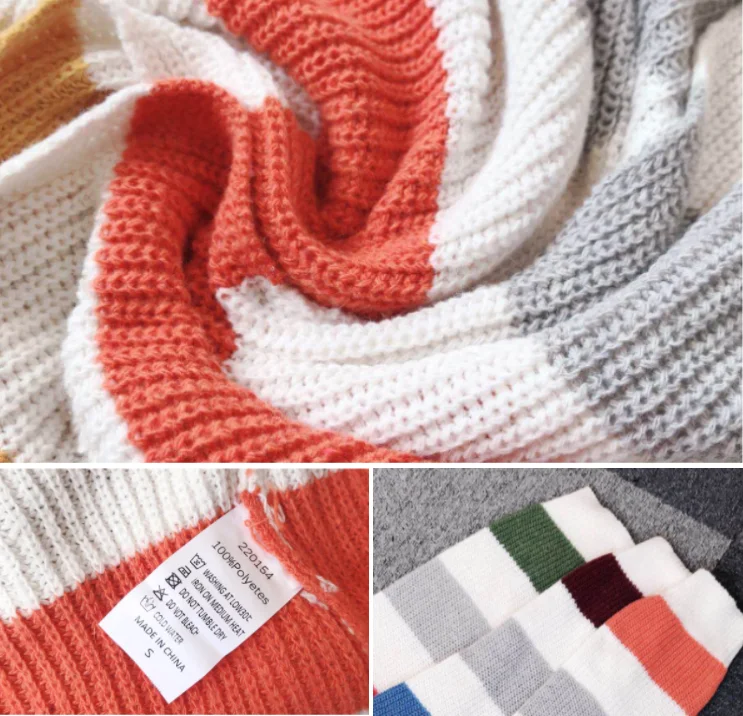 Женский вязаный кардиган в полоску, длинный кардиган с карманами, осень 2021