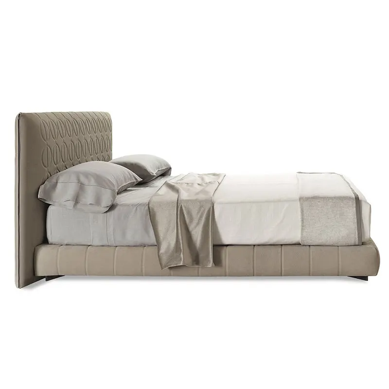 Modern minimalist high backrest fabric double soft bed for hotel homestays