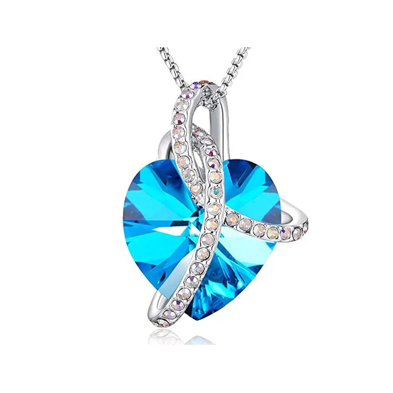 High Quality Love Heart Pendant Necklace Crystals from Austrian Crystal Gift for Women Girls Wedding Birthday Anniversary Gifts