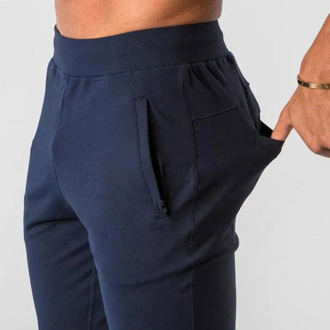 Custom Logo Drawstring Workout Fitness Gym Jogger Pants Slim Fit Sports Training Sweatpants With Zipper Pockets