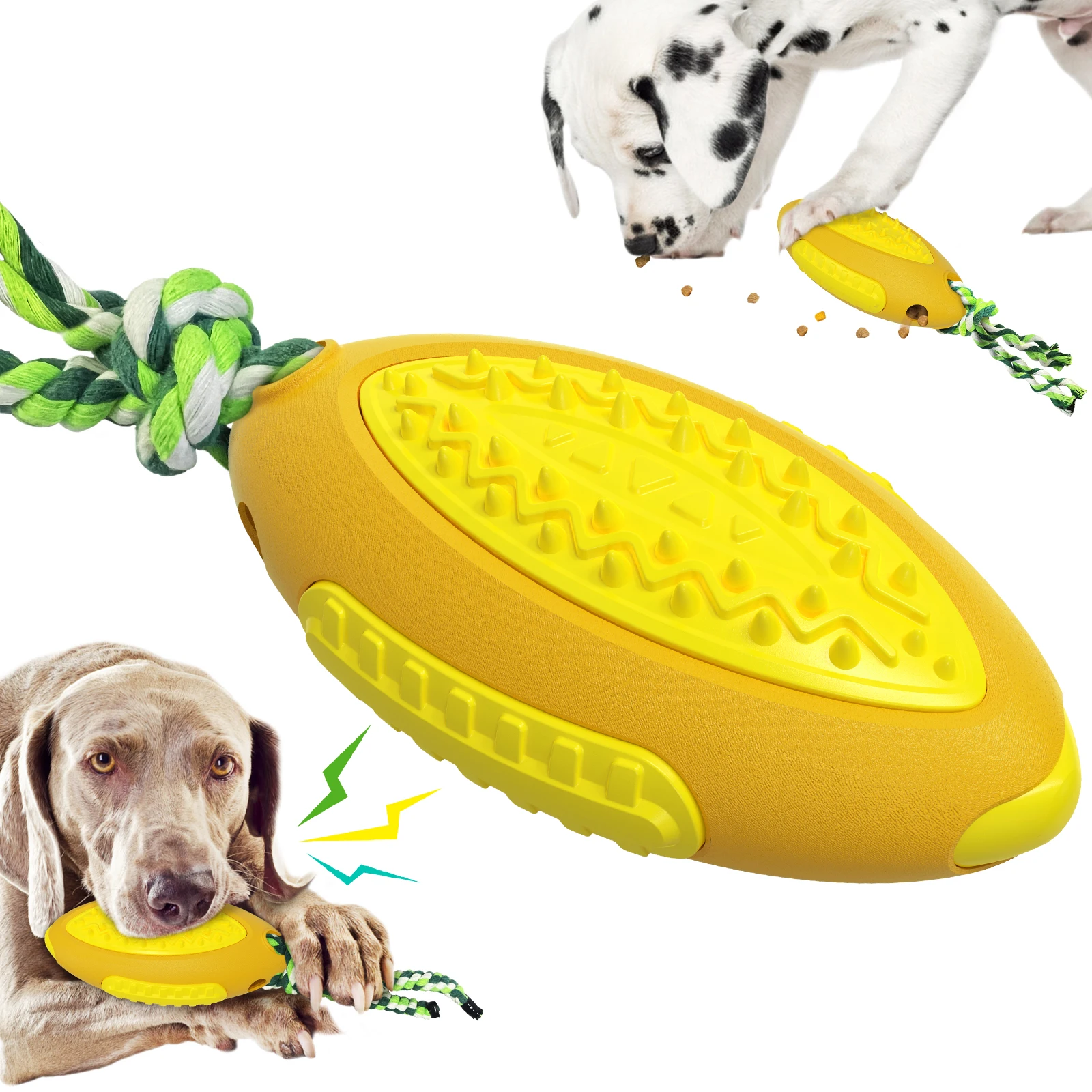 Wholesale Interactive dog toy Water Floating Dog Rugby Ball Football Sound Ball Teeth Dog Toy