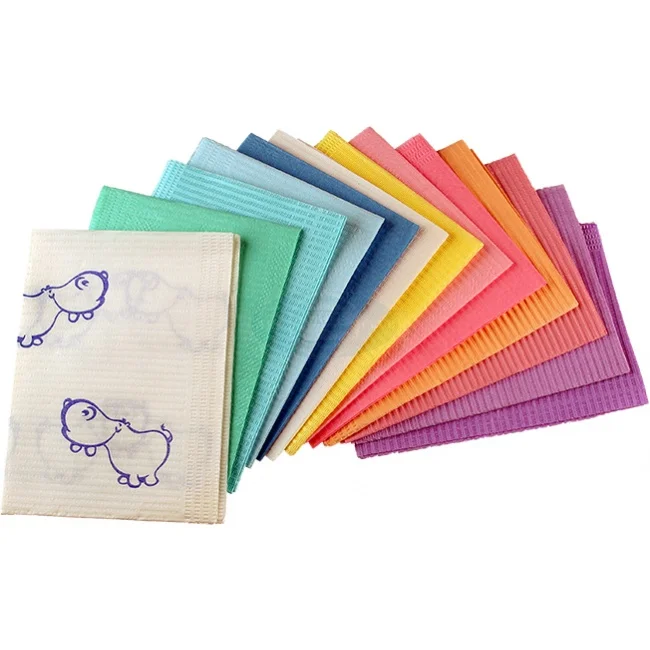 disposable waterproof  2ply paper 1 ply poly Dental Bibs consumables  medical colorfuldental Bib
