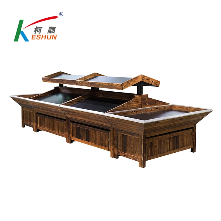 Деревянное оборудование для супермаркета, стойка для овощей для магазинов, полки для витрин, стойка для овощей