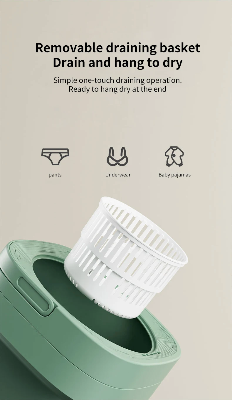 Factory outlet 8L Low Noise Folding Portable Washing Machine with Ag+ and 36W Powerful Laundry Power