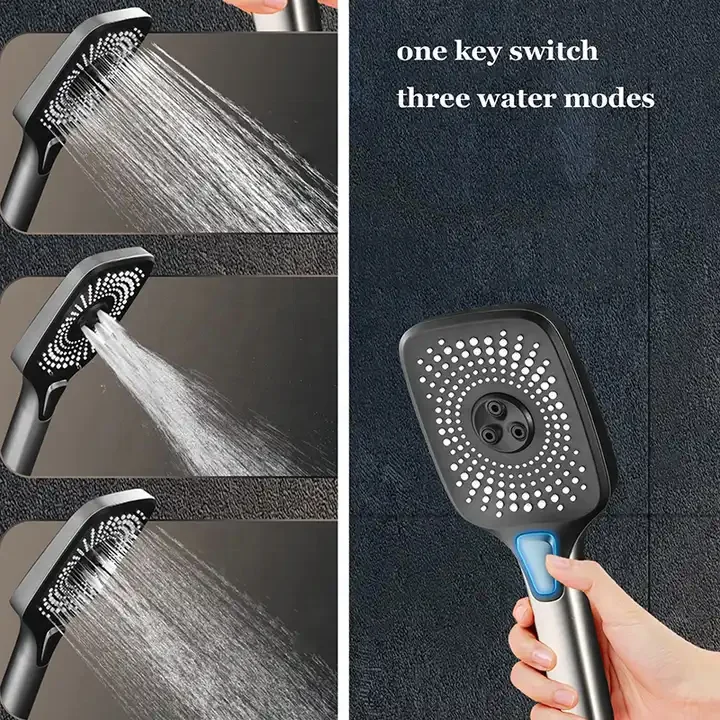 Bathroom Shower System Piano Key LED Shower Set Digital Temperature Smart Gun Gray Grey Brass Rainfall Faucet Cheap Low Price