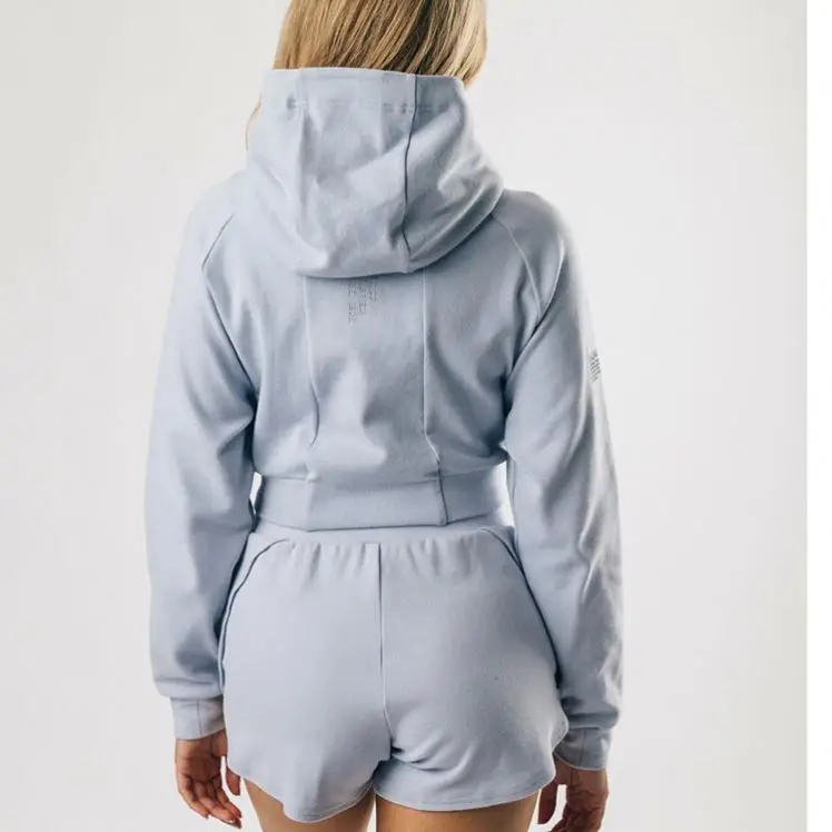 New Promotion Low Price Customized Sustainable Zip Up Oversized Top Fleece Crop Hoodie
