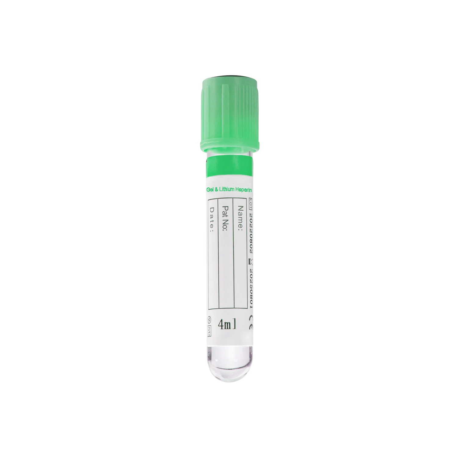 Medical Plastic Lithium Heparin Gel Tubes Sodium Heparin Vacuum Blood Collection Test Tube