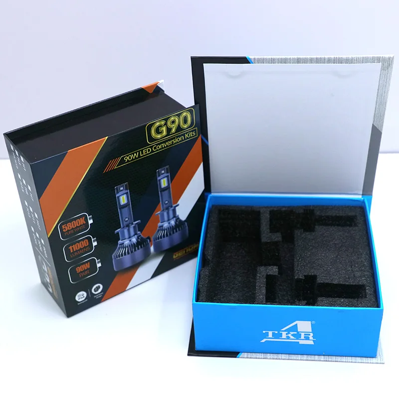 OEM Cardboard Luxury Car LED Headlight Projector Kit Packaging Box Head lamps Paper Box For Halogen LED Lights Bulb Box Custom