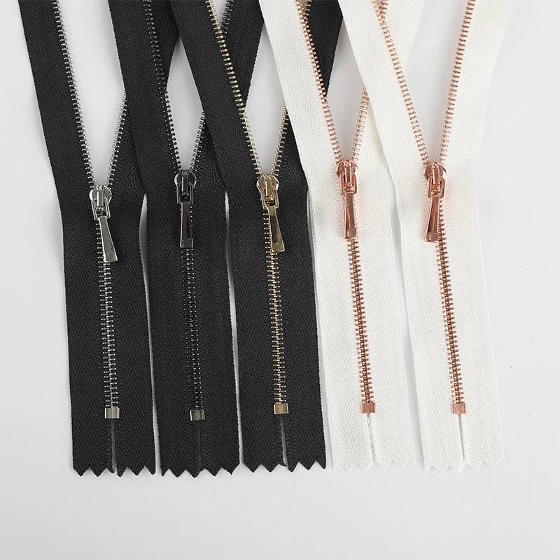 Custom rose gold zipper mini size DIY sewing accessories tailoring garment mini #1 close end metal zipper for doll costume