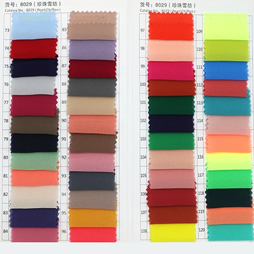 Stock High Quality 100% Polyester 75D Pearl Crepe Chiffon Fabric For Fancy Lady Dress