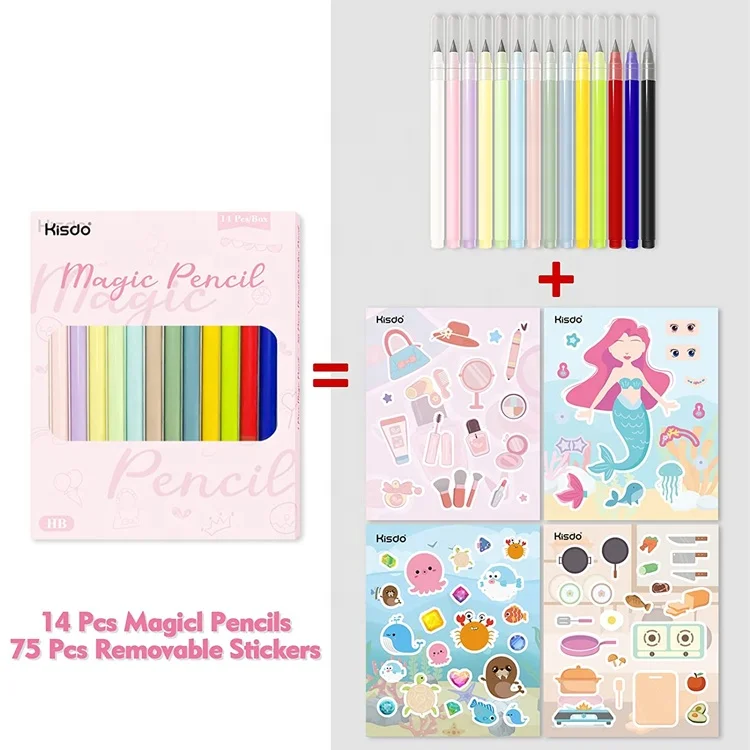 In Stock Unlimited Writing Eternal Pencil 14 Pack No Ink Technology Magic Pencils for Writing Painting Tool Kids With Sticker