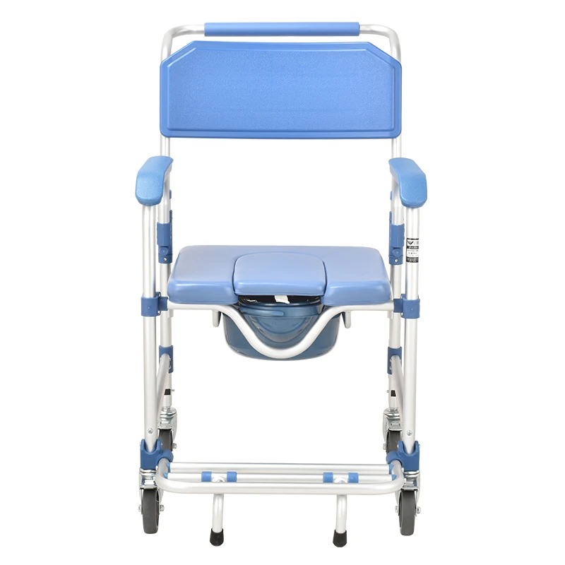 New Style Aluminium Elderly Bathing Chair Shower Toilet Commode Chair With Wheels