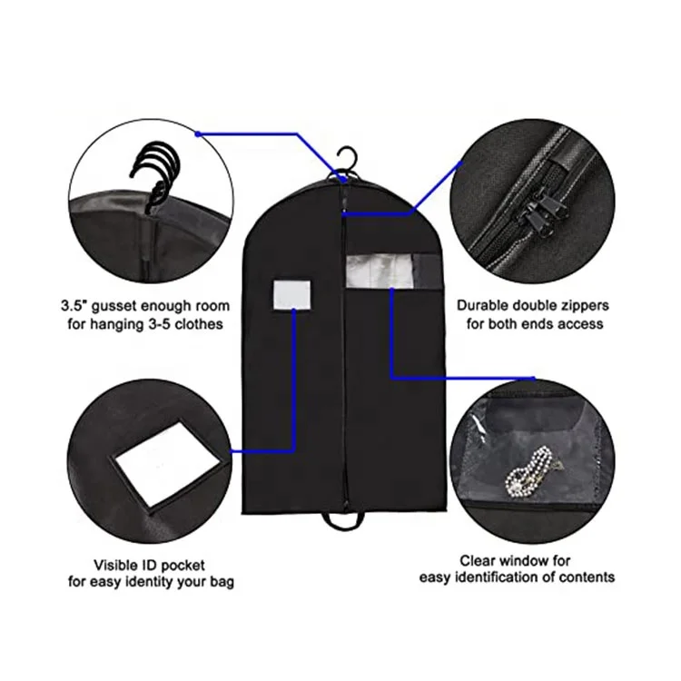 Huahao customer clothes storage non woven garment dress cover suit bag custom logo