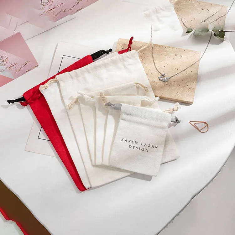 Small Cotton Pouch Pouch Bag Cotton Muslin Jewelry Bag Cotton Canvas Jewelry Pouch