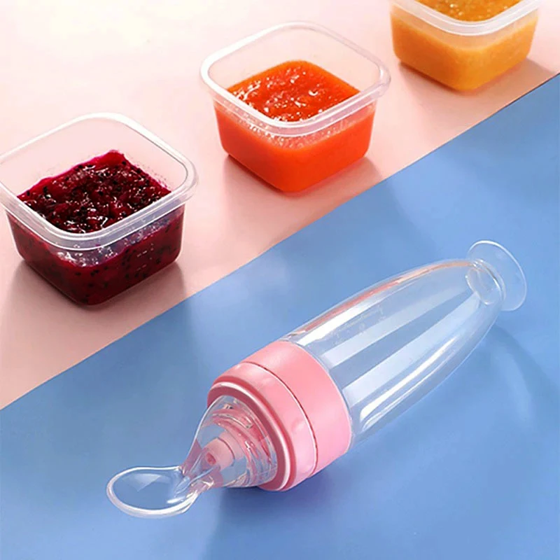 Maternal And Infant Products Baby Squeeze Rice Cereal Bottle Spoon Complementary Food Feeding Device Grade Silicone Soft Head