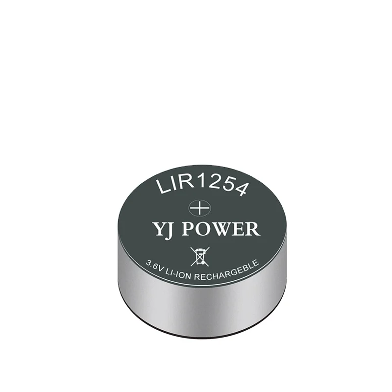 BIS CE UL1642 Certificate Approved LIR1254 65mAh rechargeable coin cell 65mAh button lithium ion battery for wireless earphone