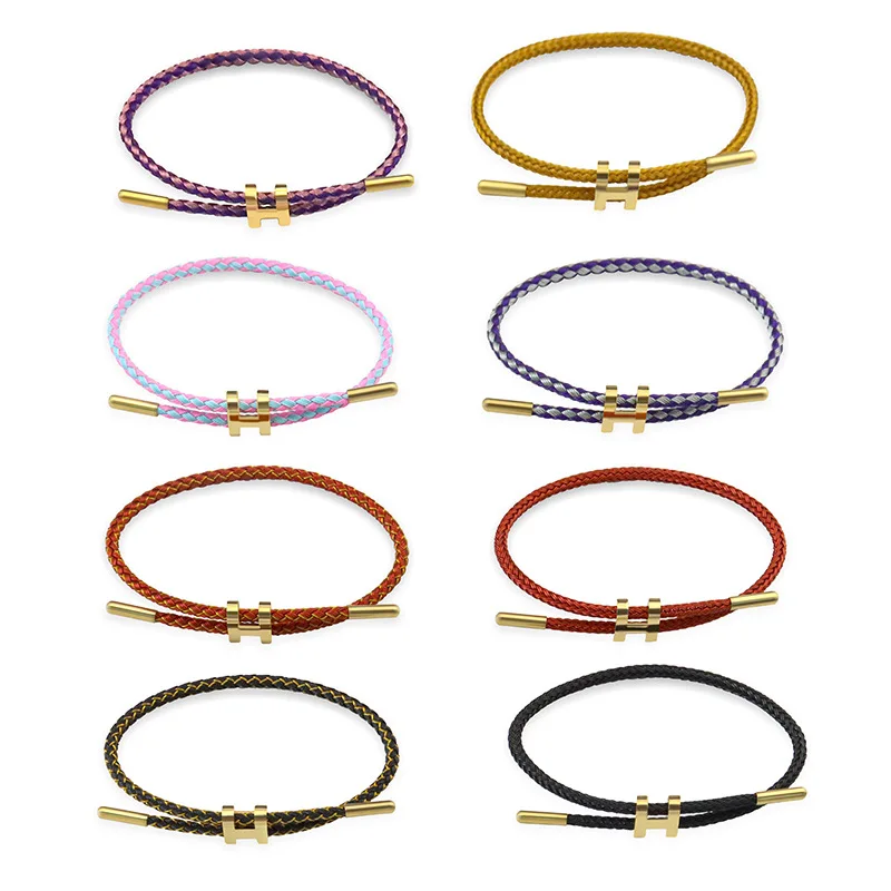 2024 Hot selling Luxury Bracelet18k Gold Waterproof Women Bracelet Stainless Steel Adjustable H Letter Woven Bracelet