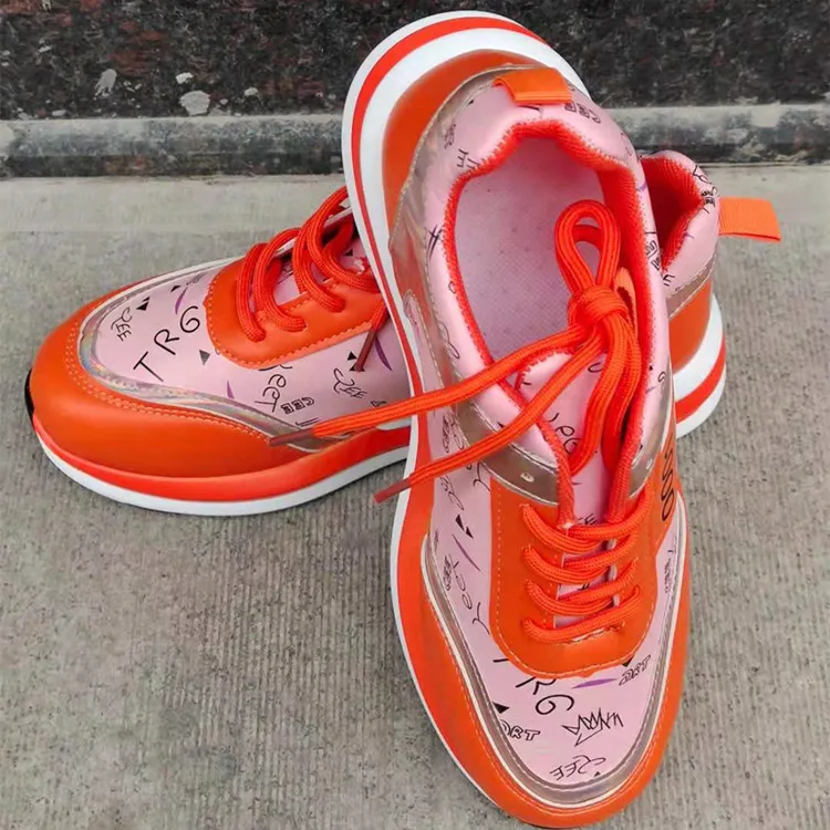 PDEP fashion new designer chunky shoes fancy ladies sport shoes lace up casual gym large size 43 sneakers shoes for women