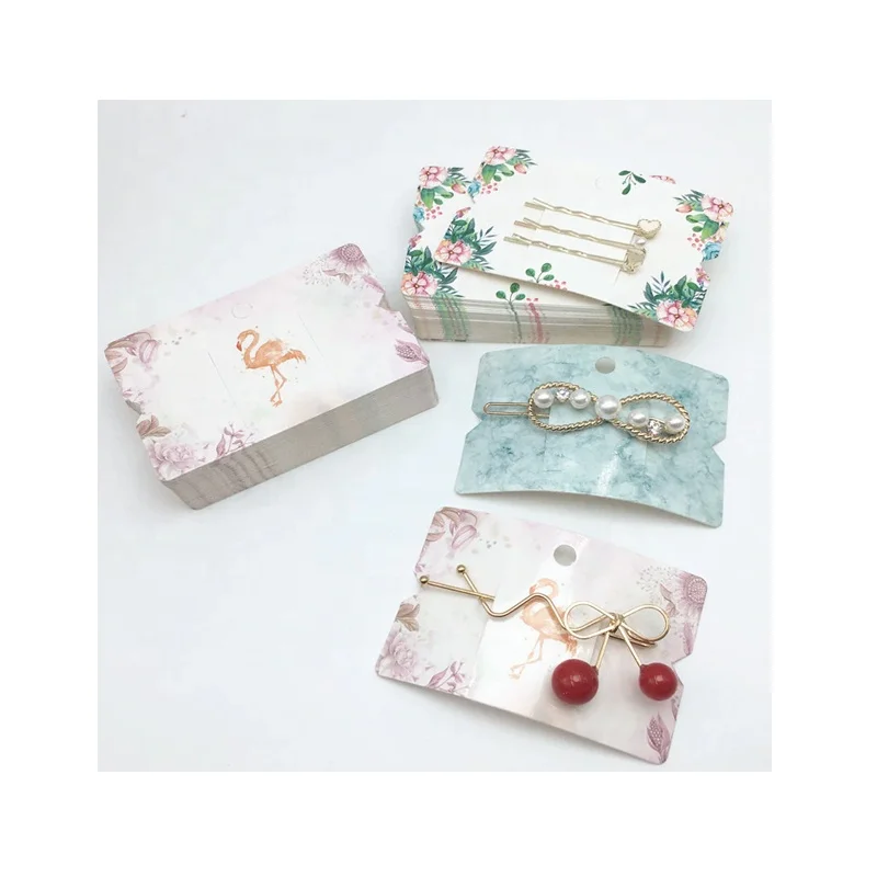 Brown/black/white Hand Hairpin Packaging Cards With Hot Silver Foil Hair Accessories Display