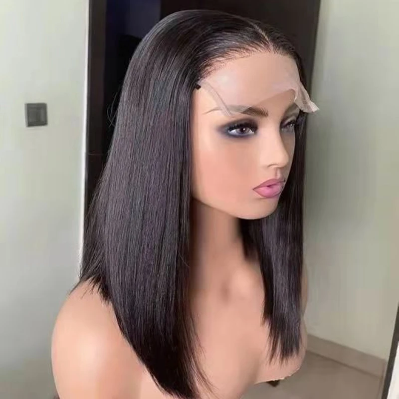 12A Bone Straight Human Hair Wig,Raw Indian Hair Peruvian Swiss Lace Closure Front Wig,13x6 HD Lace Frontal Wigs For Black Women