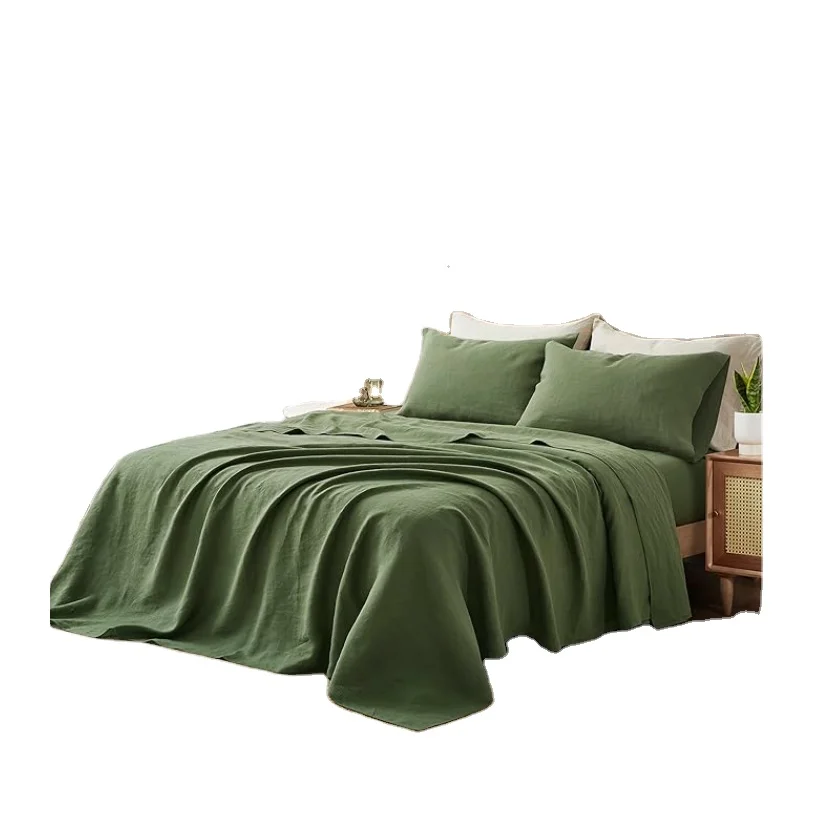 Luxurious 100% Linen Hotel Bed Linen Sets Comforter & Duvet Covers with Matching Curtains Elegant Blanket Cover
