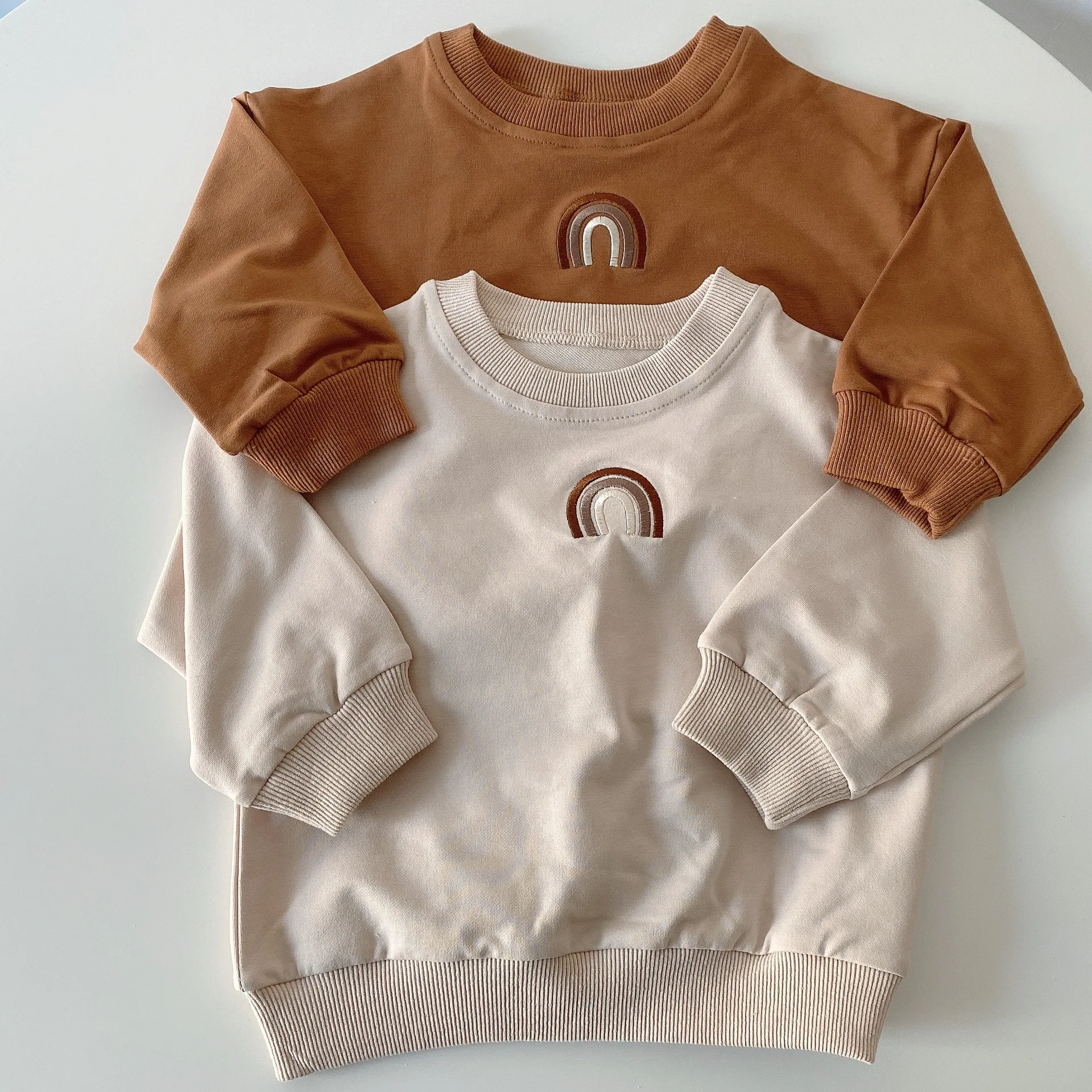 
Popular Rainbow Embroidery Children Pullovers Autumn 2020 Baby Boys Sweatshirts Clothes Fashion Toddler Girl Tops 