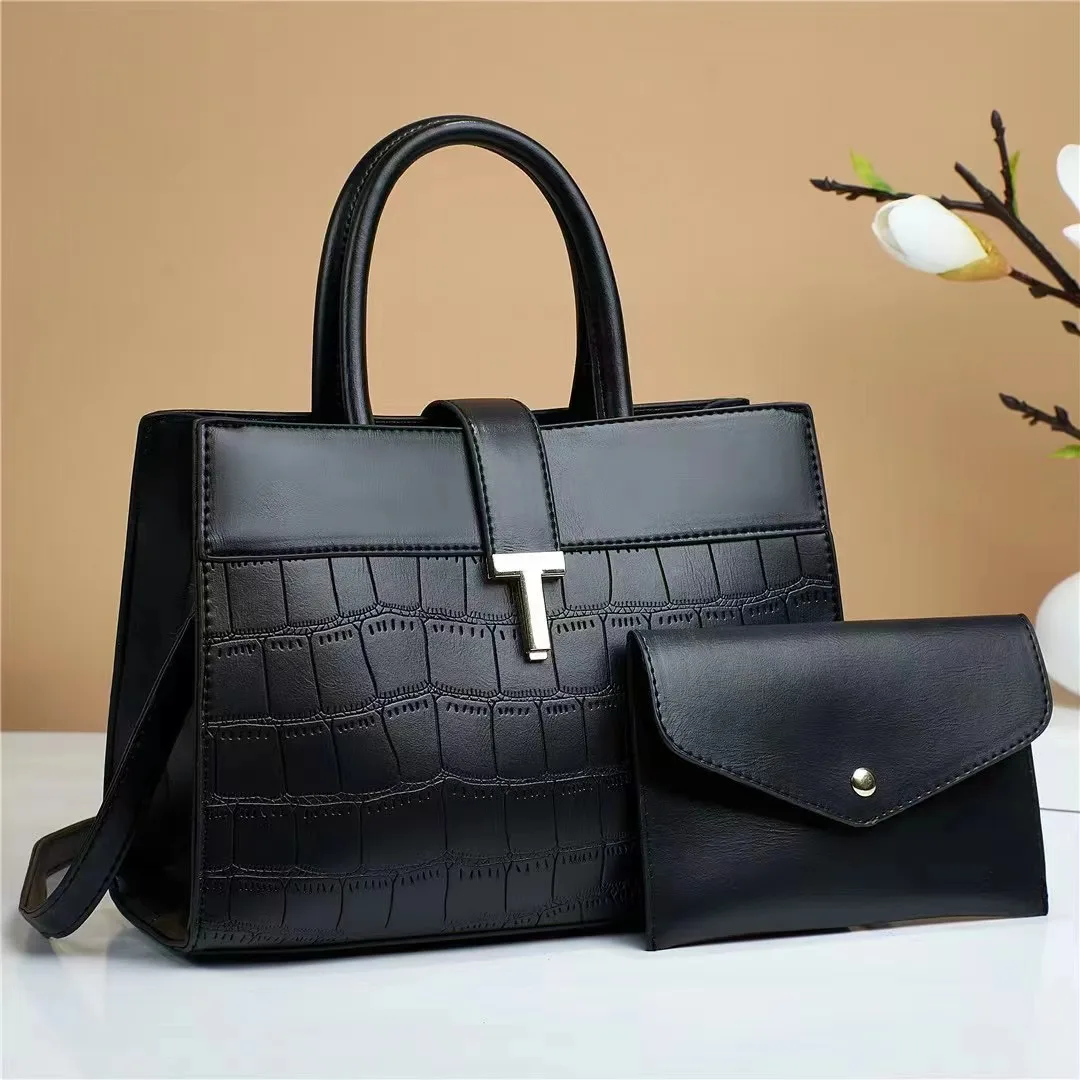 Luxury Women Bags New Pu Leather Tote Bag Shoulder Bag And Purses For Ladies Fashion Women Handbag Set Of 2 Pieces With Wallet
