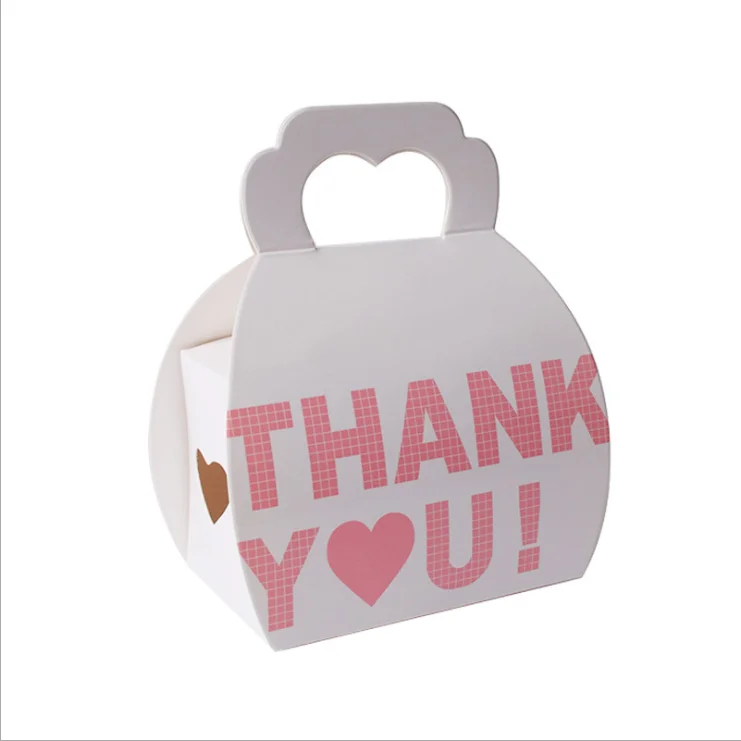 Heart-Shaped Hand-Held Gift Box Romantic Wedding Candy Box White Pink Thank You Jewelry Birthday Party  Gift  Packing Box